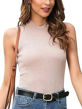 Women's Sleeveless Tops Ribbed Knit Mock Neck Tank Tops Sleeveless Turtlenecks Shirts for Women S... | Amazon (US)