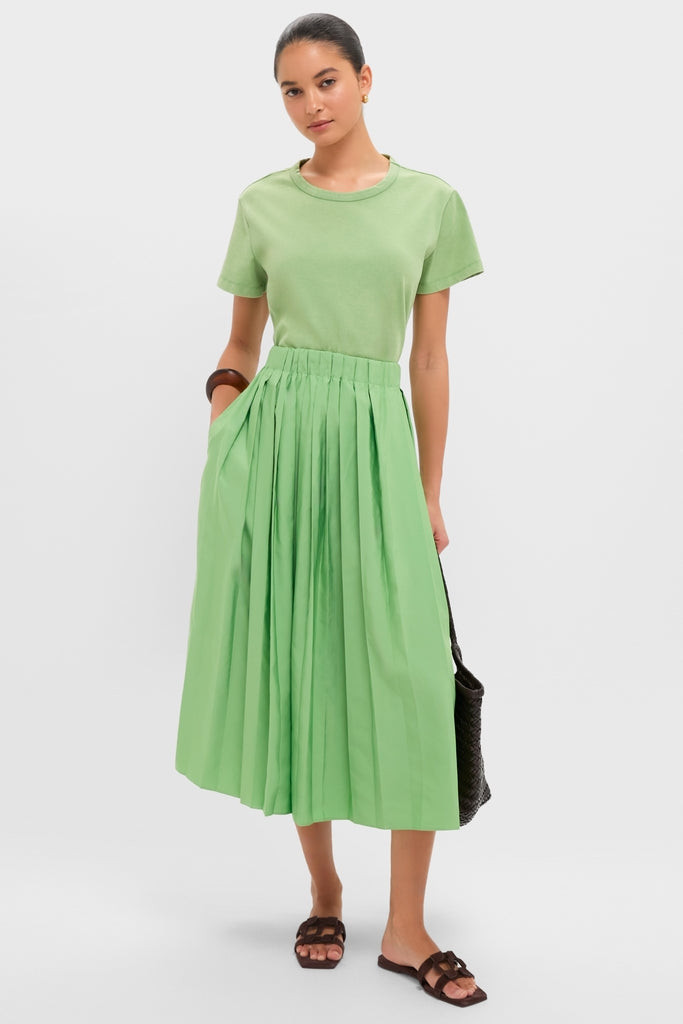 Pistachio Pleated Dixon Midi Skirt | Tuckernuck (US)
