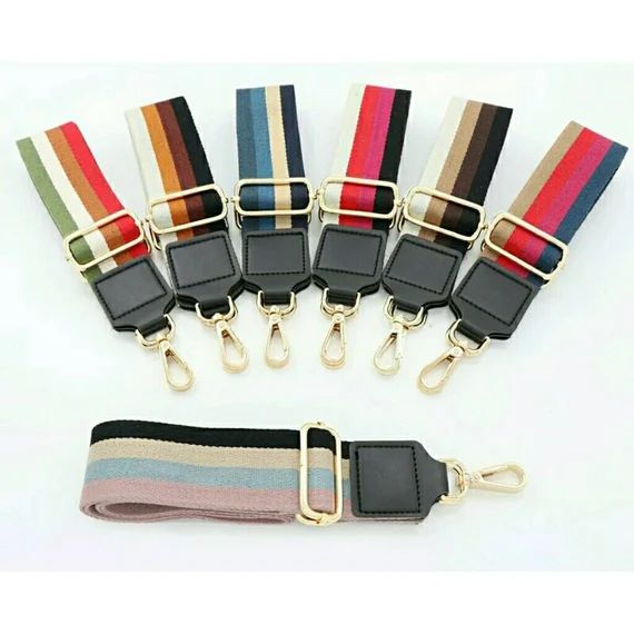 Replacement Strap For Handbag Adjustable Purse Strap Gold  Hardware Nylon Purse Belt  Stripe Colo... | Etsy (US)