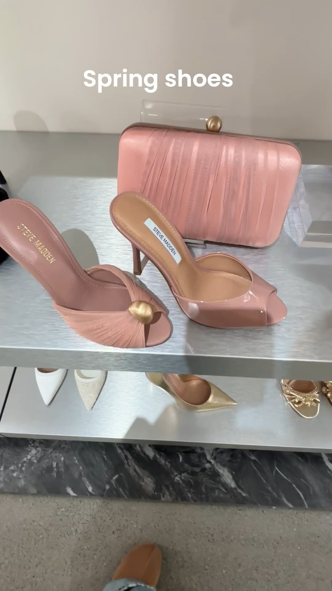 Spring shoes mules high heels pink purse nude neutral mules #shoes #sandals #style #fashion @Steve Madden US #stevemadden #pink #easter #wedding #spring 

#LTKOver40 #LTKWedding #LTKootd