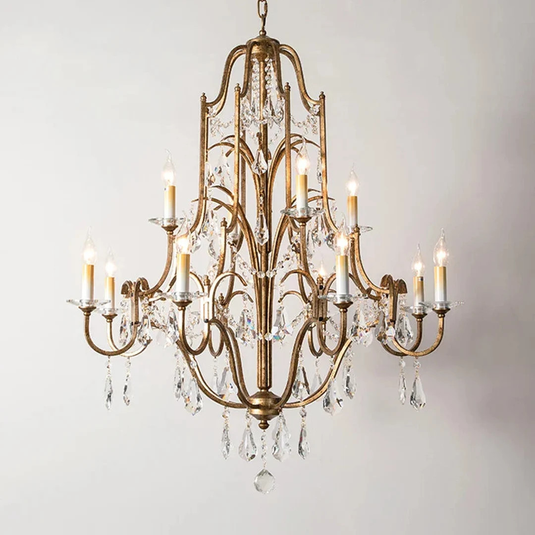 Crystal Chandelier Hallway Chandelier for Hallway Decor Elegance Gold and Crystal Chandelier for ... | Etsy (US)