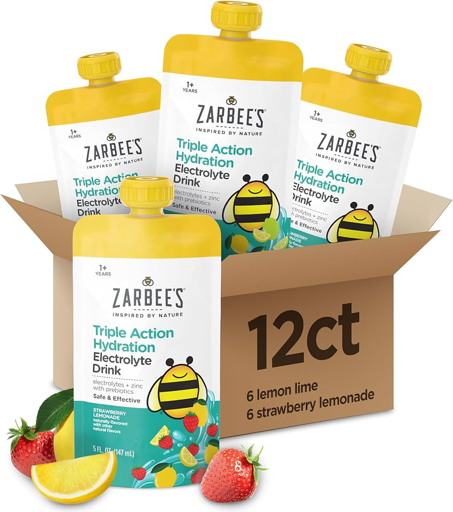 Zarbee’s Triple Action Hydration Electrolyte Drink for Kids, Low Sugar with Prebiotics & Zinc, ... | Amazon (US)