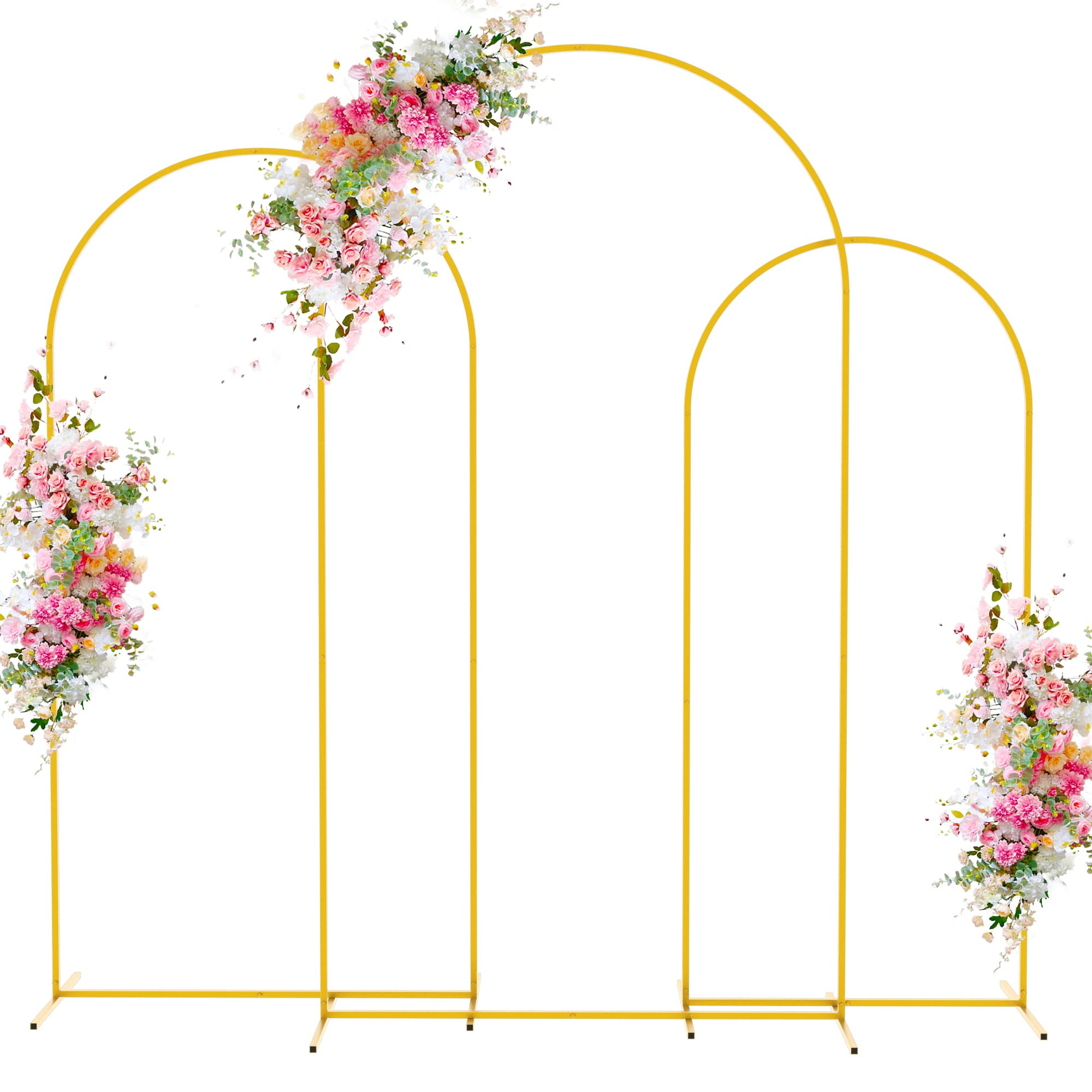Wokceer Wedding Arch Backdrop Stand 7.2FT, 6.6FT, 6FT Set of 3 Gold Metal Arch Backdrop Stand for Wedding Ceremony Baby Shower Birthday Party Decor | Amazon (US)