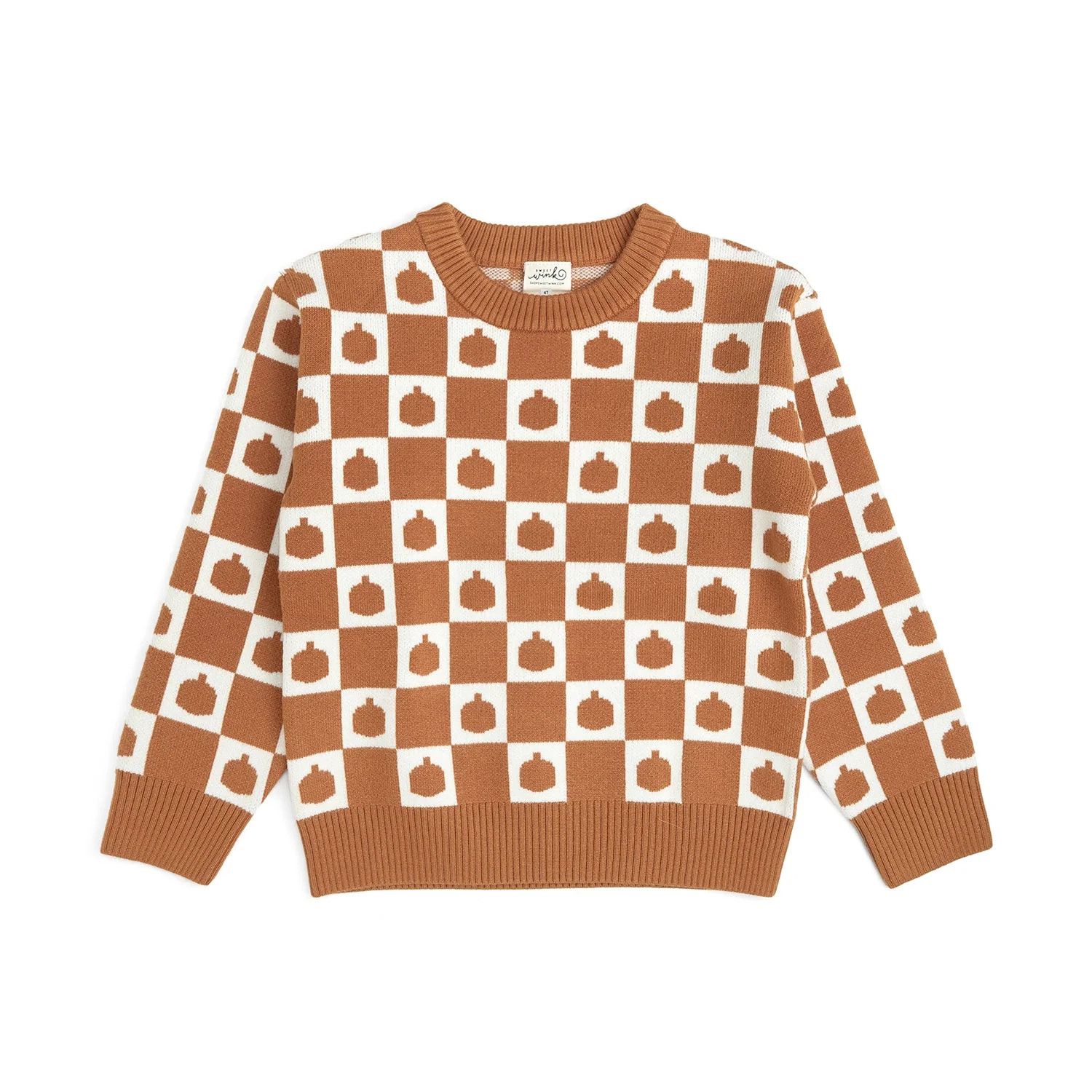 Pumpkin Checkers Sweater | Sweet Wink