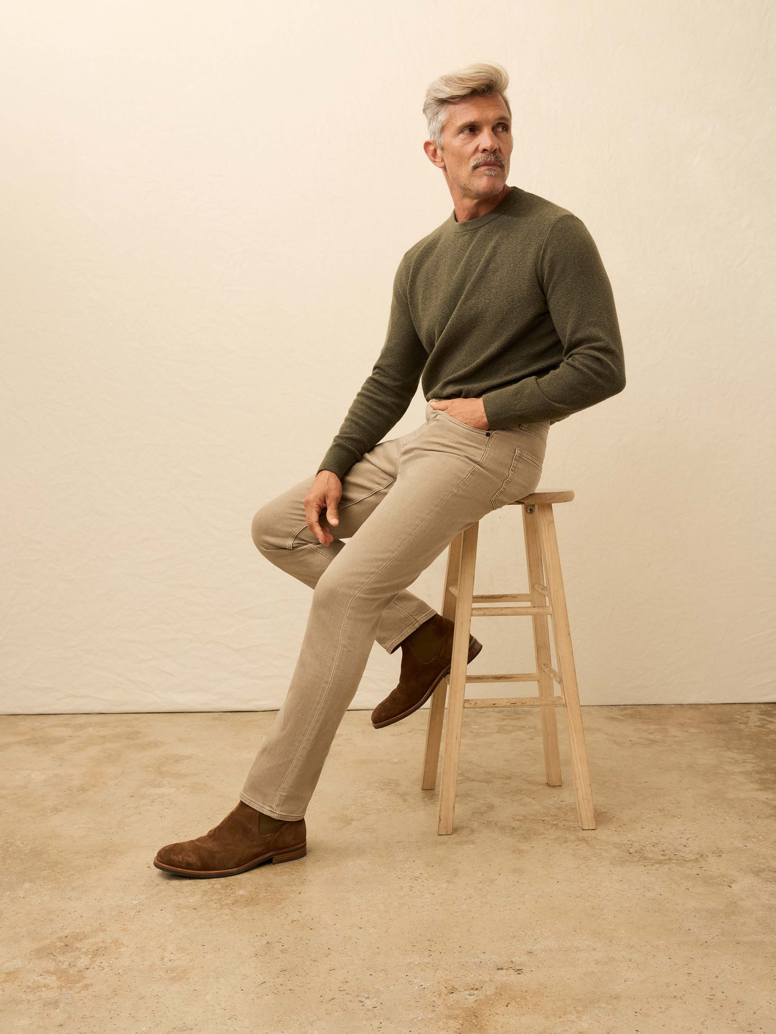 Stretch Terry 5-Pocket Pant - Desert Khaki | Faherty