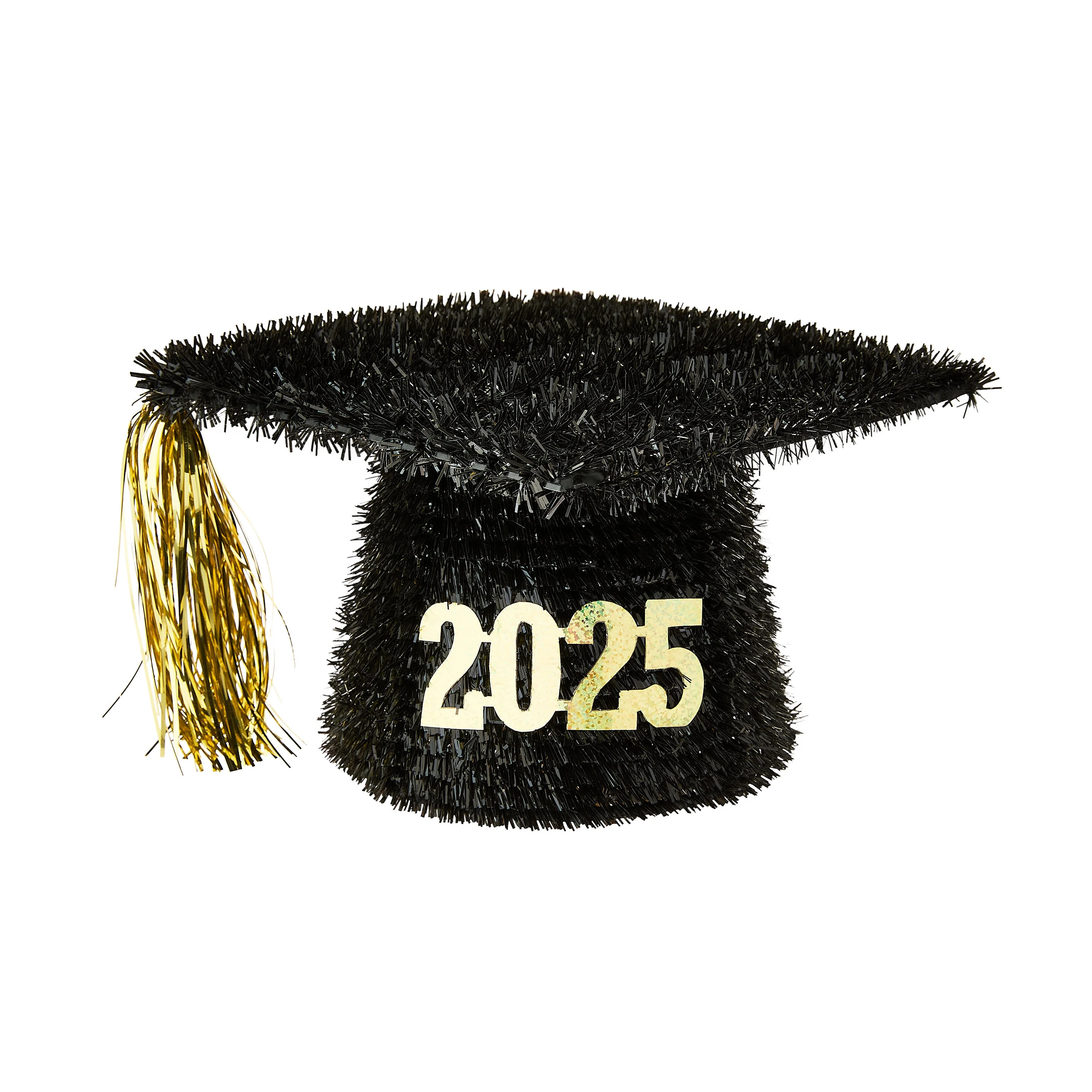 Graduation Black 2025 Cap with Tassel Tinsel Decor, 8 in, by Way To Celebrate | Walmart (US)