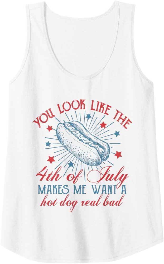 Retro You Look Like The 4th Of July Makes Me Want A Hot Dog Tank Top | Amazon (US)