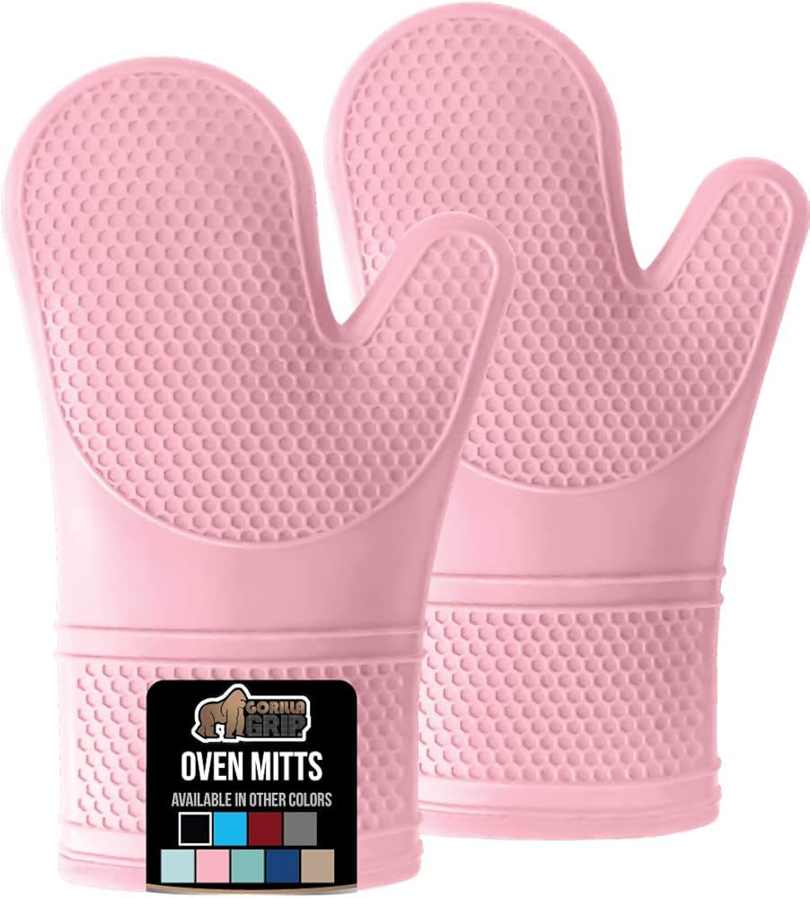 Gorilla Grip Heat and Slip Resistant Silicone Oven Mitts Set, Soft Cotton Lining, Waterproof, BPA... | Amazon (US)