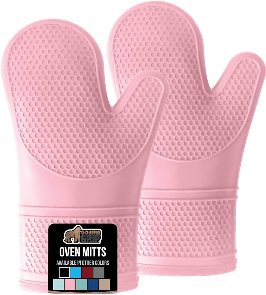 Gorilla Grip Heat and Slip Resistant Silicone Oven Mitts Set, Soft Cotton Lining, Waterproof, BPA... | Amazon (US)