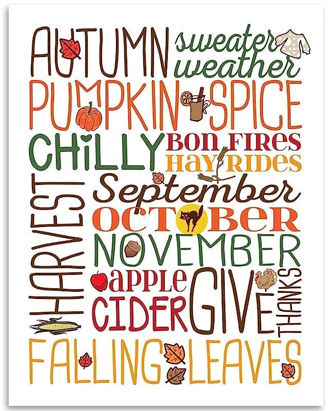 Autumn Sweater Weather Pumpkin Spice - 11x14 Unframed Art Print - Great Gift and Decor for Fall a... | Amazon (US)