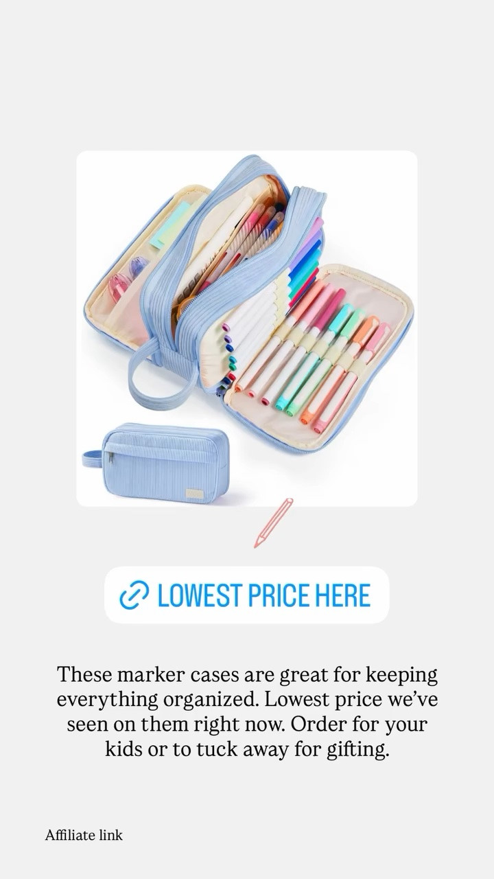 Affiliate link  These marker cases are great for keeping everything organized. Lowest price we’ve seen on them right now. Order for your kids or to tuck away for gifting.

#LTKHome #LTKKids #LTKmomlife