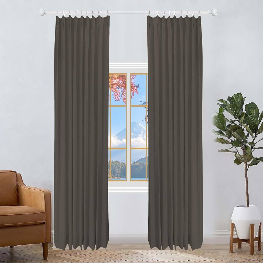 DotheDrape 52 W x 90 L inch Pinch Pleated Darkening Drapes Linen Curtains with Lining Drapery Pan... | Amazon (US)