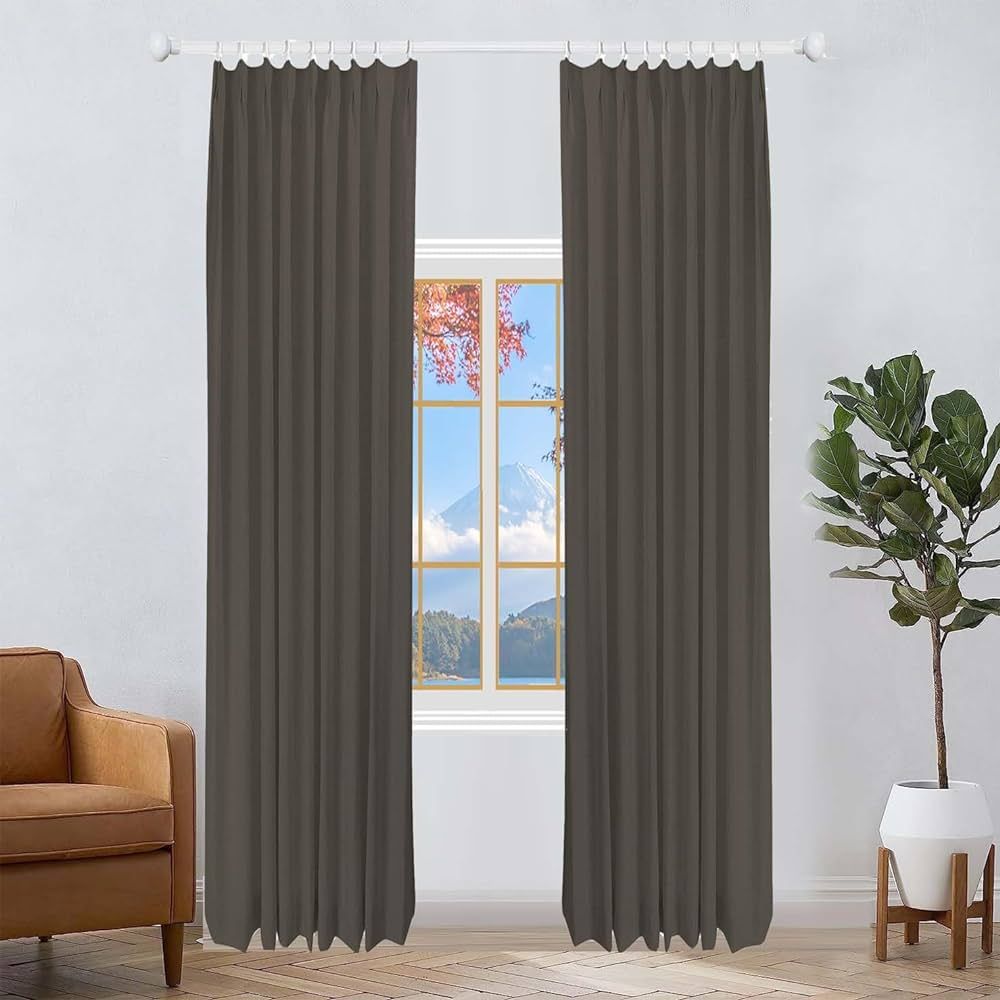 DotheDrape 52 W x 90 L inch Pinch Pleated Darkening Drapes Linen Curtains with Lining Drapery Pan... | Amazon (US)
