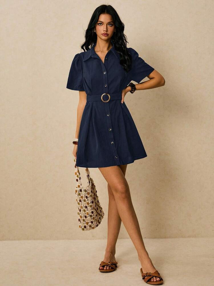 Navy Blue Work Dress | SHEIN