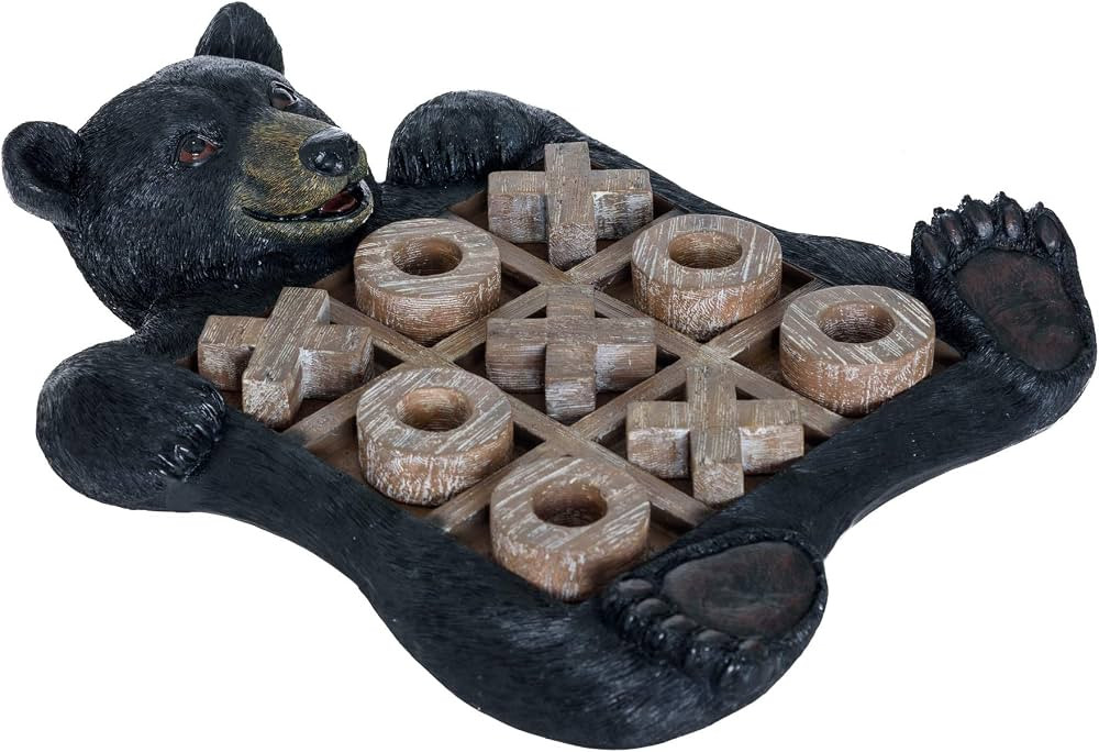 Pine Ridge Black Bear Tic Tac Toe Tabletop Game - Tic Tac Toe Decorative Game Teddy Bear Black Ru... | Amazon (US)