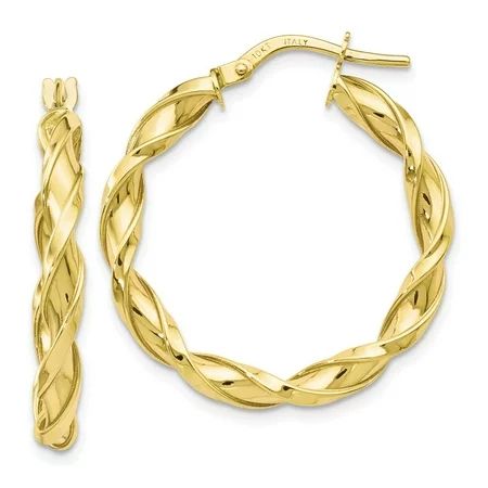 10K Yellow Gold Earring Hoop Women'S Twisted 25 mm 9.5 | Walmart (US)
