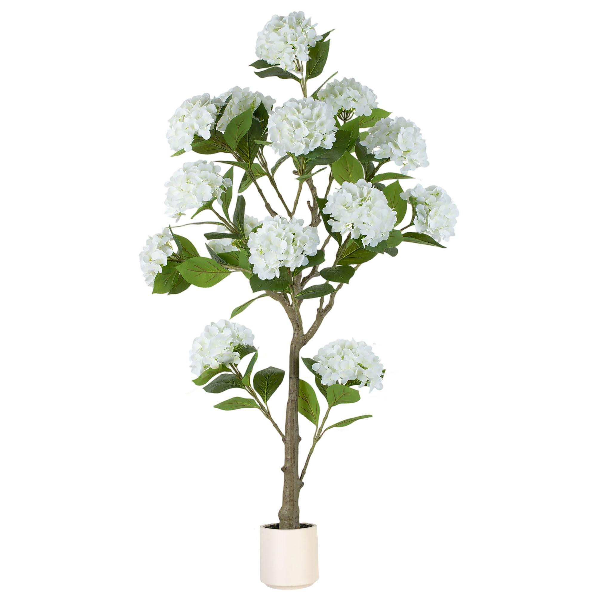 BLOSMON White Hydrangea Artificial Trees: 5ft Real Touch Faux Hydrangeas Flower Tree with Pot for... | Amazon (US)