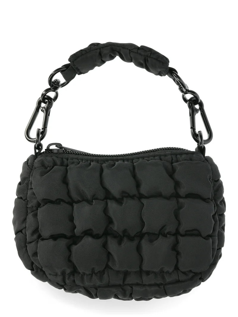 No Boundaries Women's Mini Quilted Hobo Bag Charm, Black | Walmart (US)