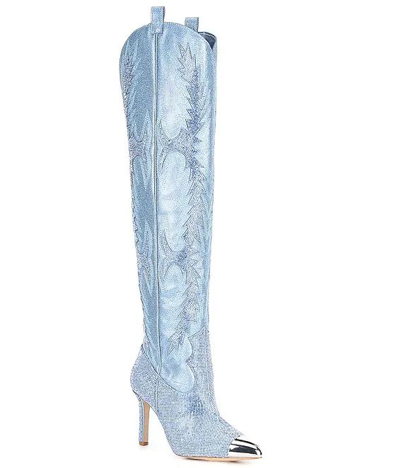 KatyannaTwo Slim Calf Rhinestone Embellished Over-The-Knee Western Dress Boots | Dillard's
