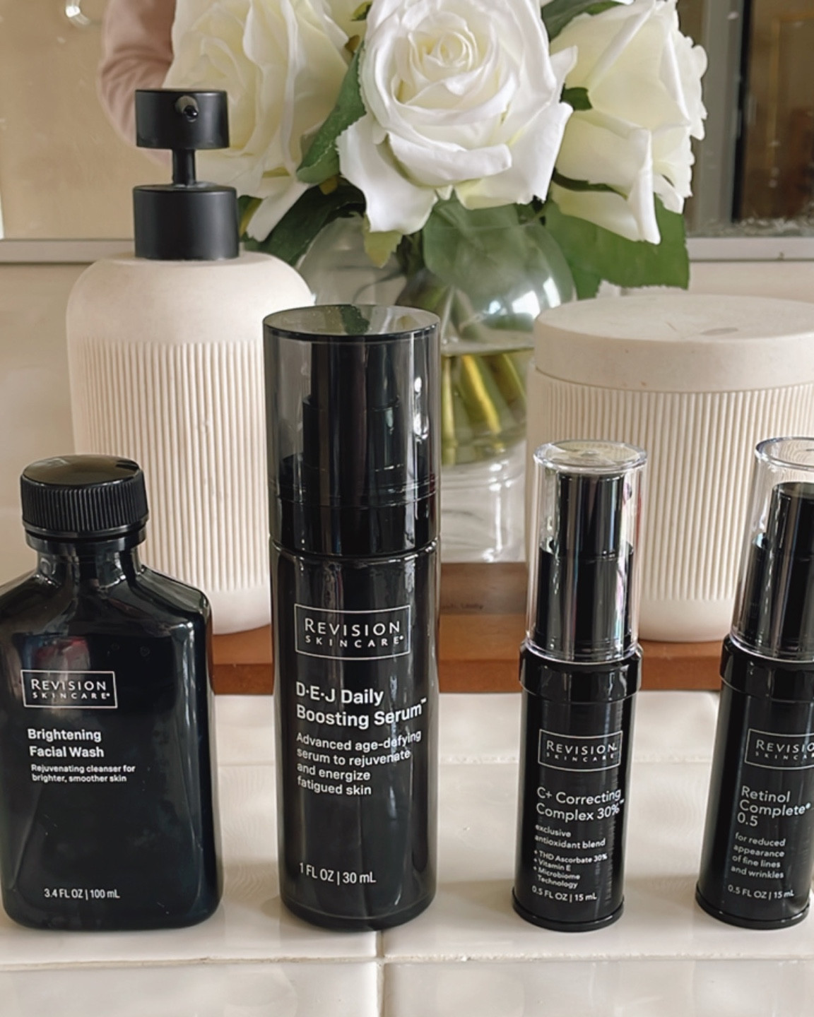 Obsessed with the brightening facial wash and the DEJ daily boosting serum (both pregnancy-safe). Just started using the vitamin C complex so will report back on that (so many great reviews though) and will try retinol postpartum! 

#LTKbeauty #LTKbump