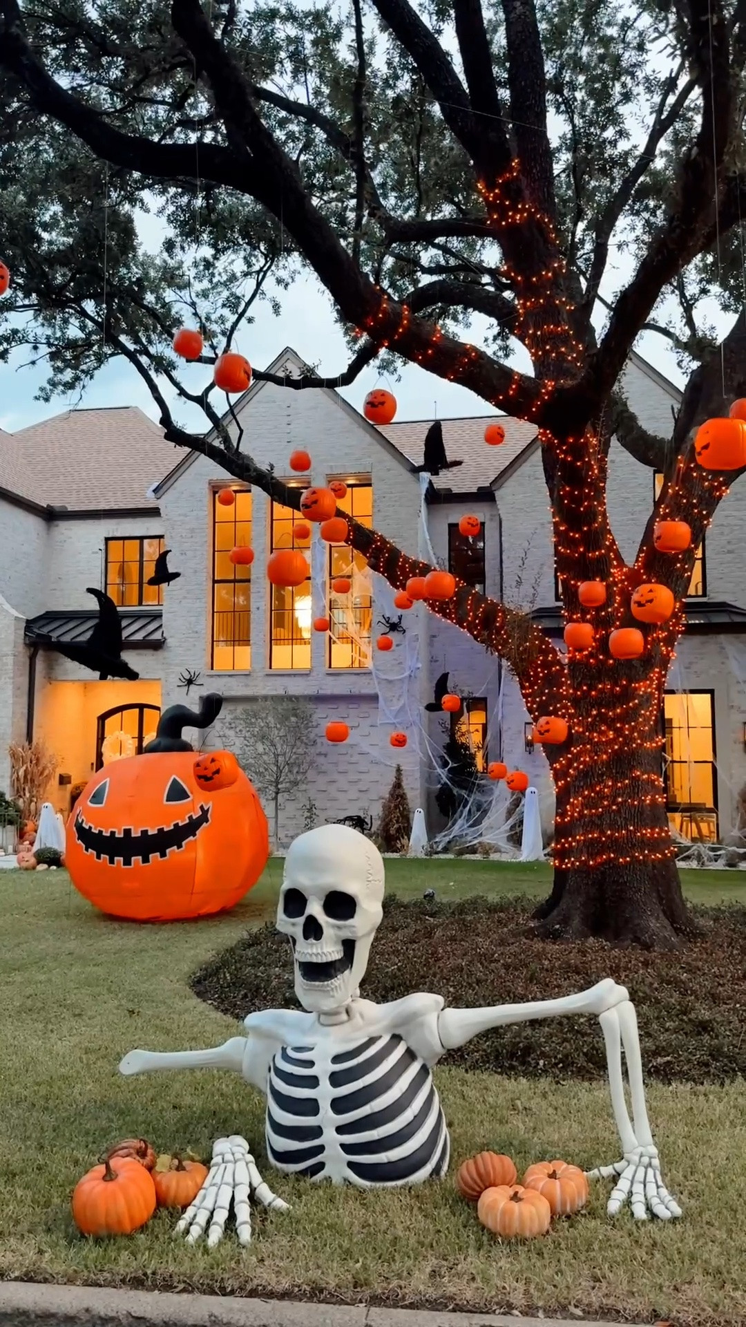 Our Halloween decorations this year! Fun Boy pumpkin, ghost from pottery barn, and everything else Walmart and Amazon
