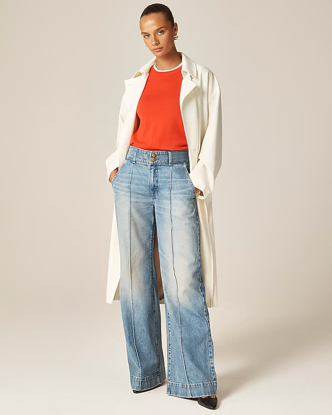 Petite denim trouser jean with stacked buttons | J. Crew US