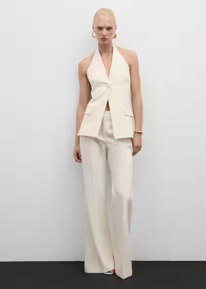 MANGO - Halter-neck gilet with jewel button ecru - XXL - Women | MANGO (US)