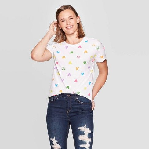 Women's Mickey Mouse Short Sleeve Graphic T-Shirt (Juniors') - White | Target