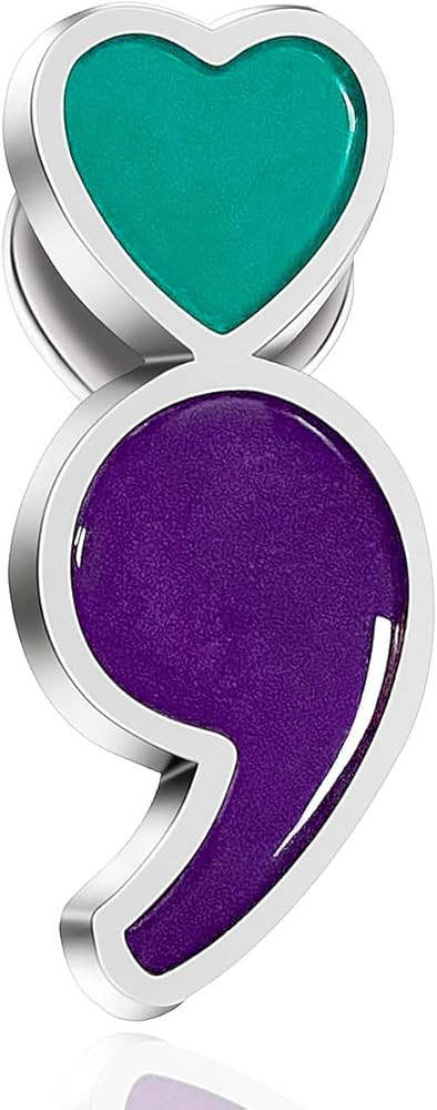 6/12/50/100/Pcs Semicolon Mental Health Suicide prevention awareness Lapel pins Bulk Metal Purple... | Amazon (US)
