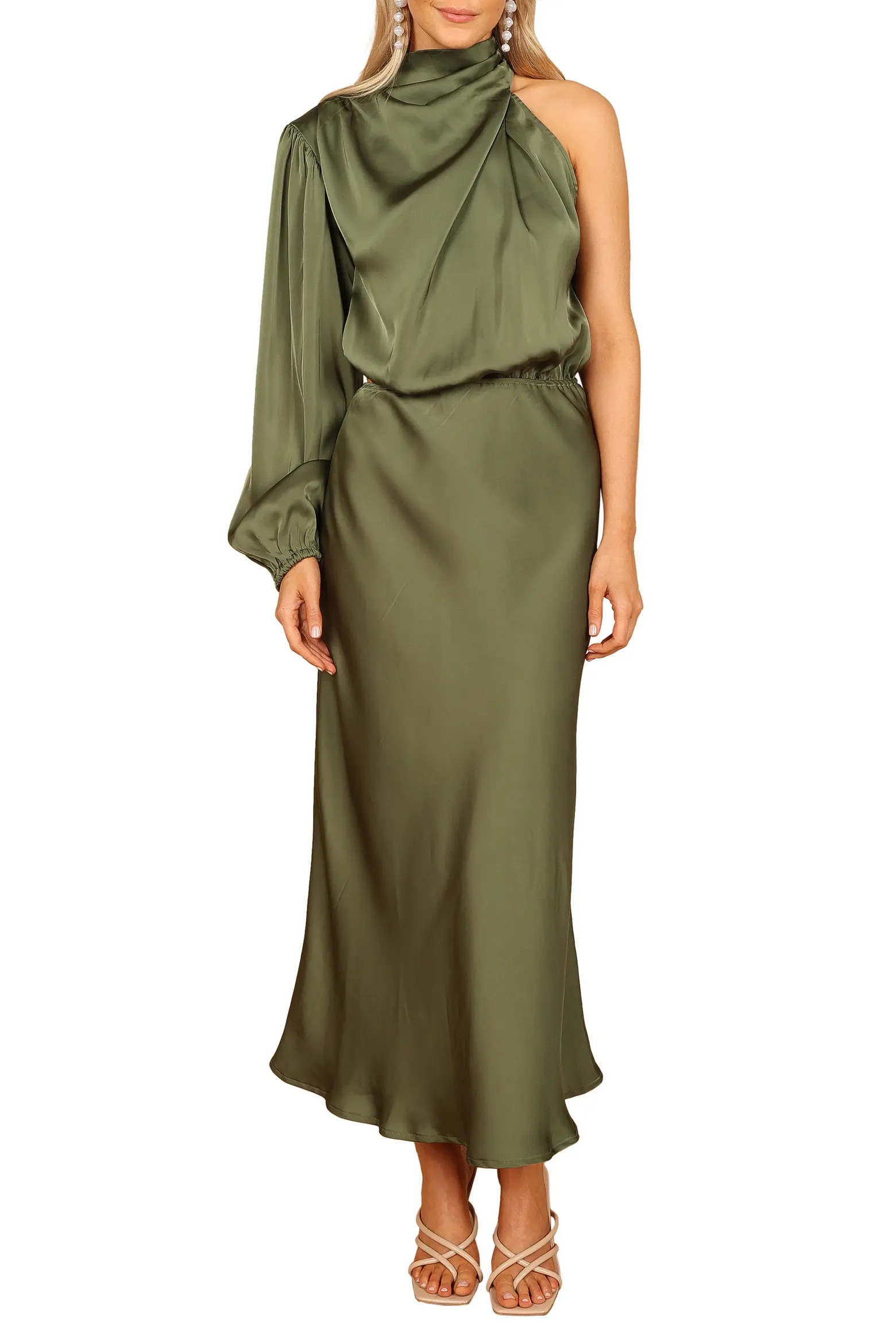Amelie Cutout Single Long Sleeve Satin Maxi Dress (Women) | Nordstrom | Nordstrom