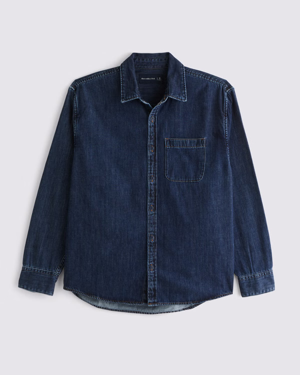 Men's Denim Button-Up Shirt | Men's Tops | Abercrombie.com | Abercrombie & Fitch (US)