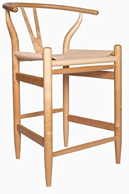 Amazon Brand – Stone & Beam Wishbone Counter-Height Barstool, 35.5"H, Rubberwood, Natural / Nat... | Amazon (US)