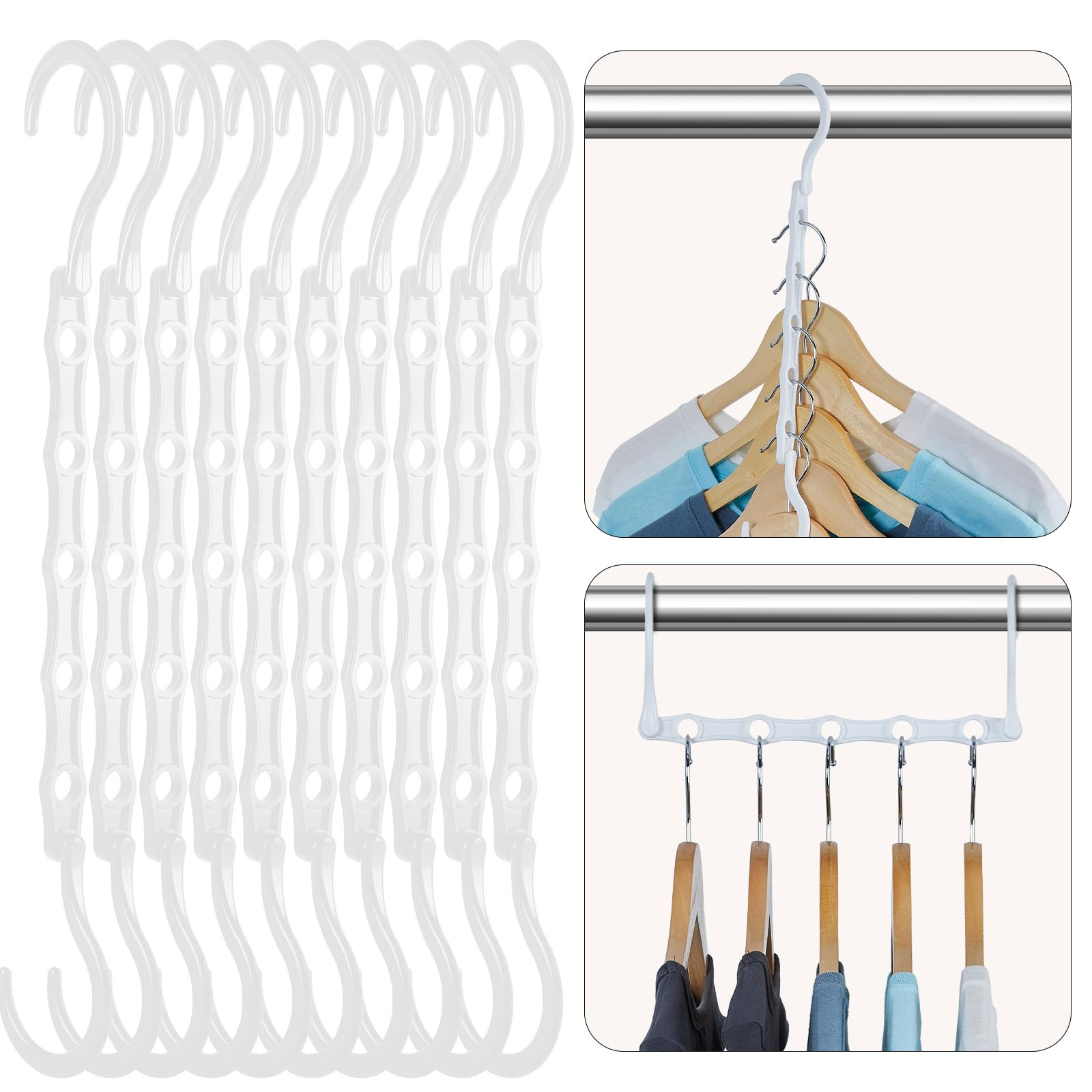 HOUSE DAY White Magic Space Saving Hangers, Premium Smart Hanger Hooks, Sturdy Cascading Hangers ... | Amazon (US)