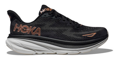 Hoka Women''s Clifton 9  everyday running, US 11 WIDE , Black/Rose Gold- RARE | eBay US