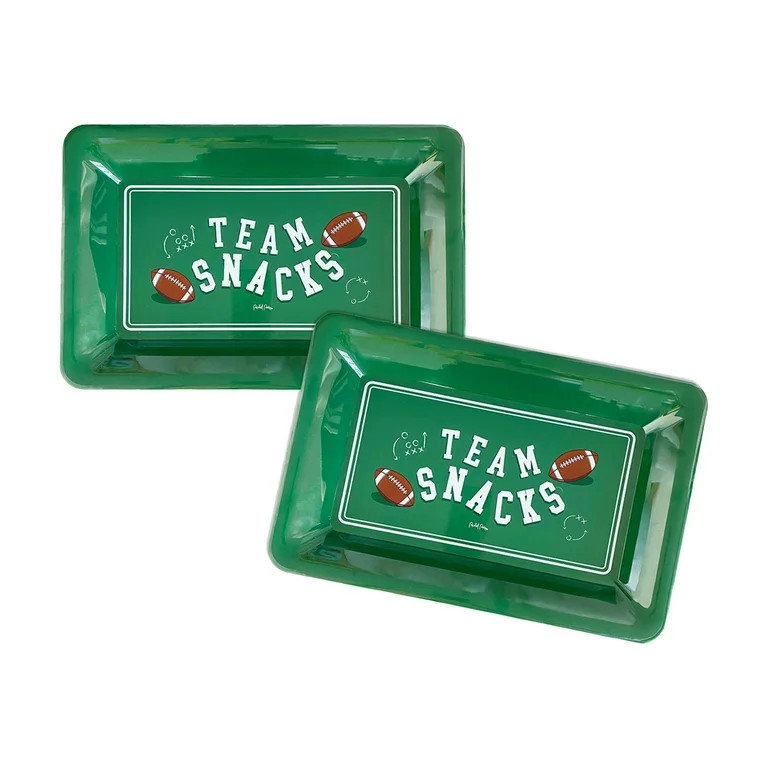 Packed Party 'Team Snacks' 14" Green Serving Plater, 2 Ct. | Walmart (US)