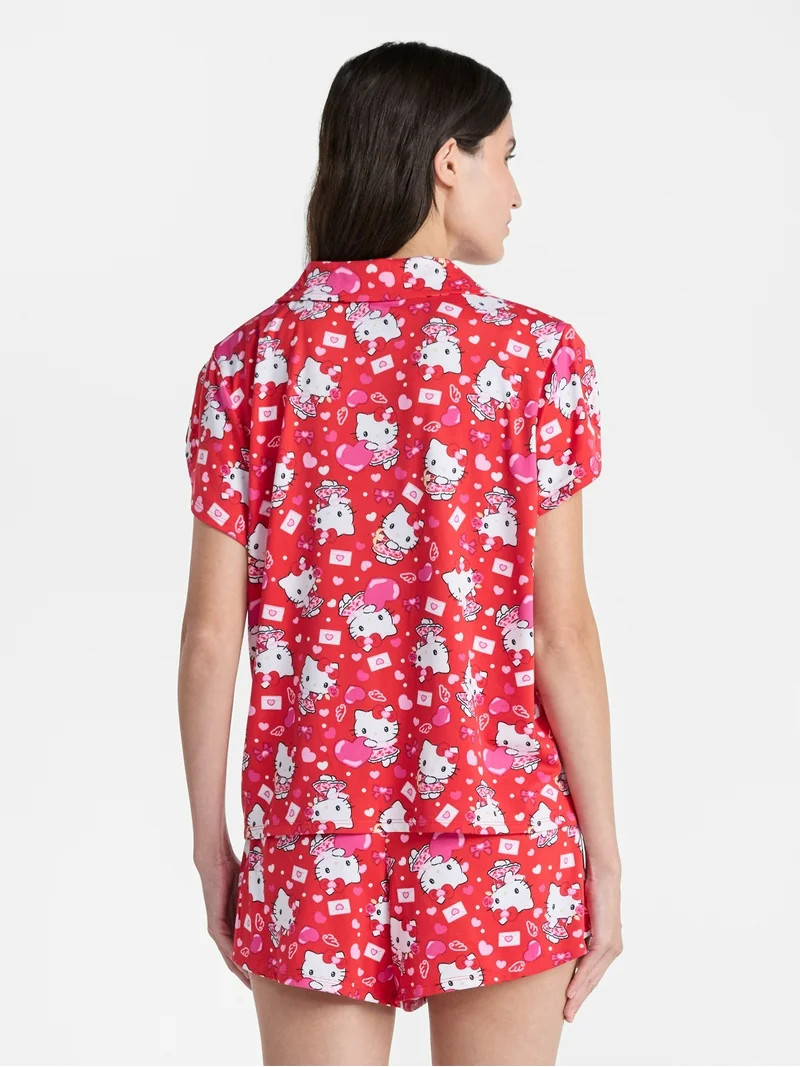 Hello Kitty Women's Valentine's Day Shorty Pajama Set, 2-Piece, Sizes XS-3X | Walmart (US)