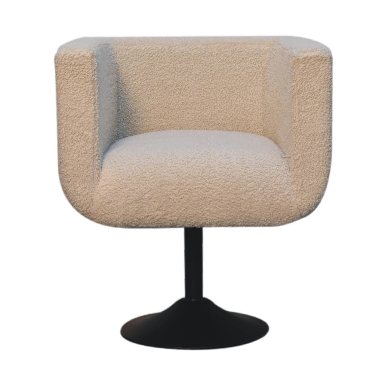 Artisan Furniture - Solid Wood Boucle Swivel Chair, Upholstered - Cream | Best Buy U.S.
