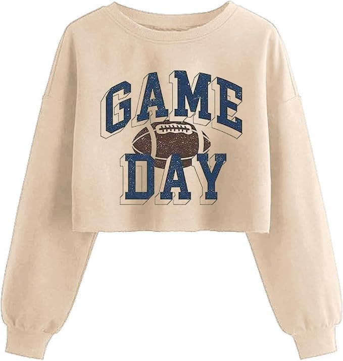 Butovek Game Day Crop Sweatshirt for Women Funny Football Baseball Mom Graphic Lantern Long Sleev... | Amazon (US)