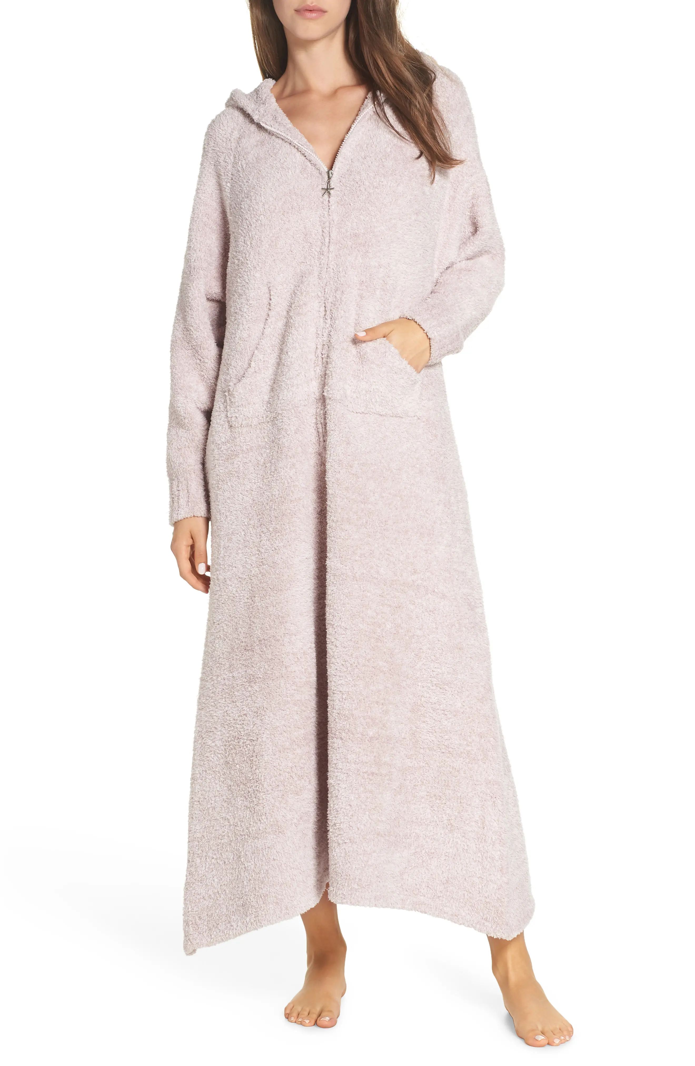 Women's Barefoot Dreams Cozychic Hooded Zip Robe, Size Large/X-Large - Pink | Nordstrom