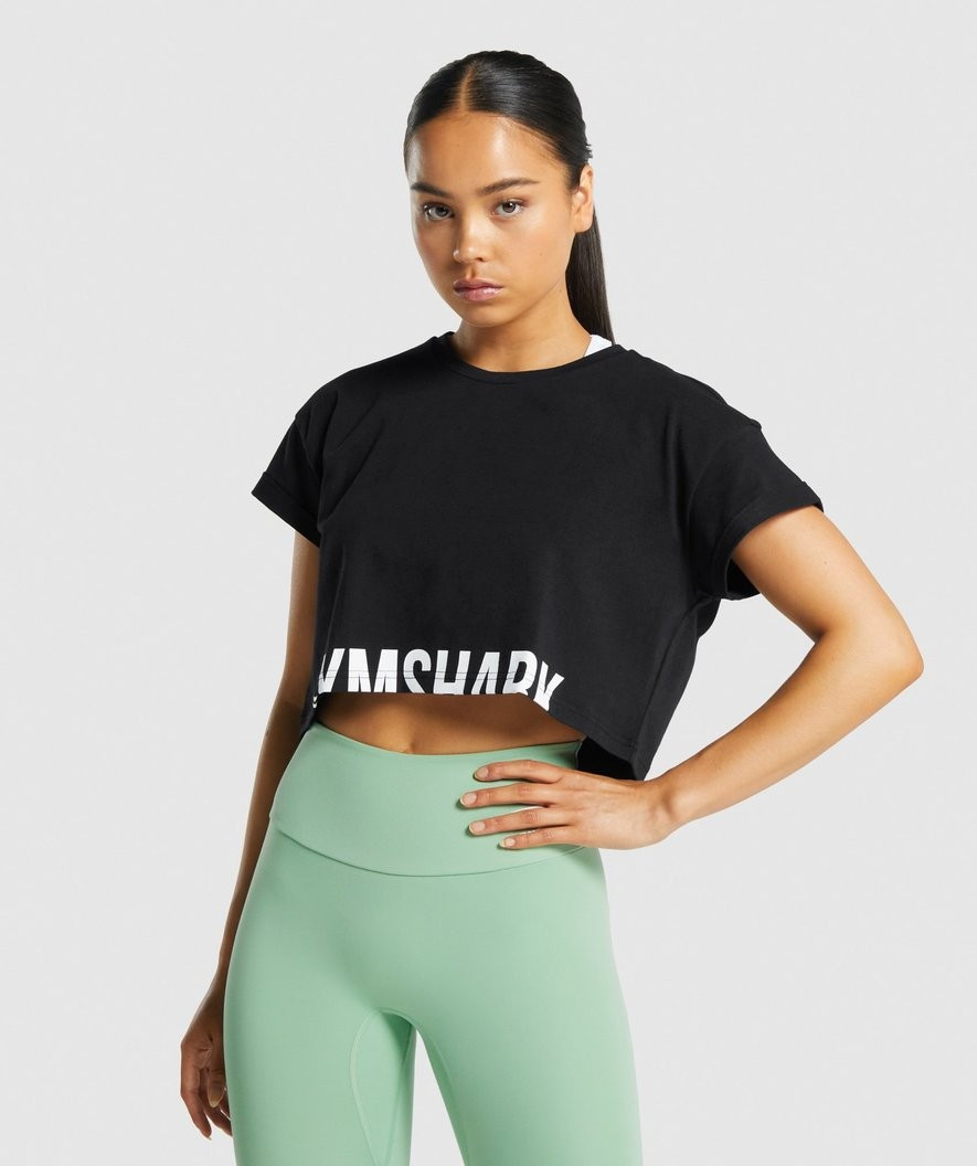 Gymshark Fraction Crop Top - Black | Gymshark (Global)