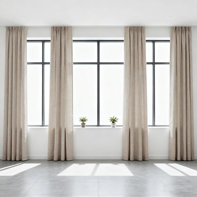 Dark Taupe Thick Linen Semi Sheer Curtains 108 Inches Long, Privacy Sliding Glass Door Curtains &... | Amazon (US)