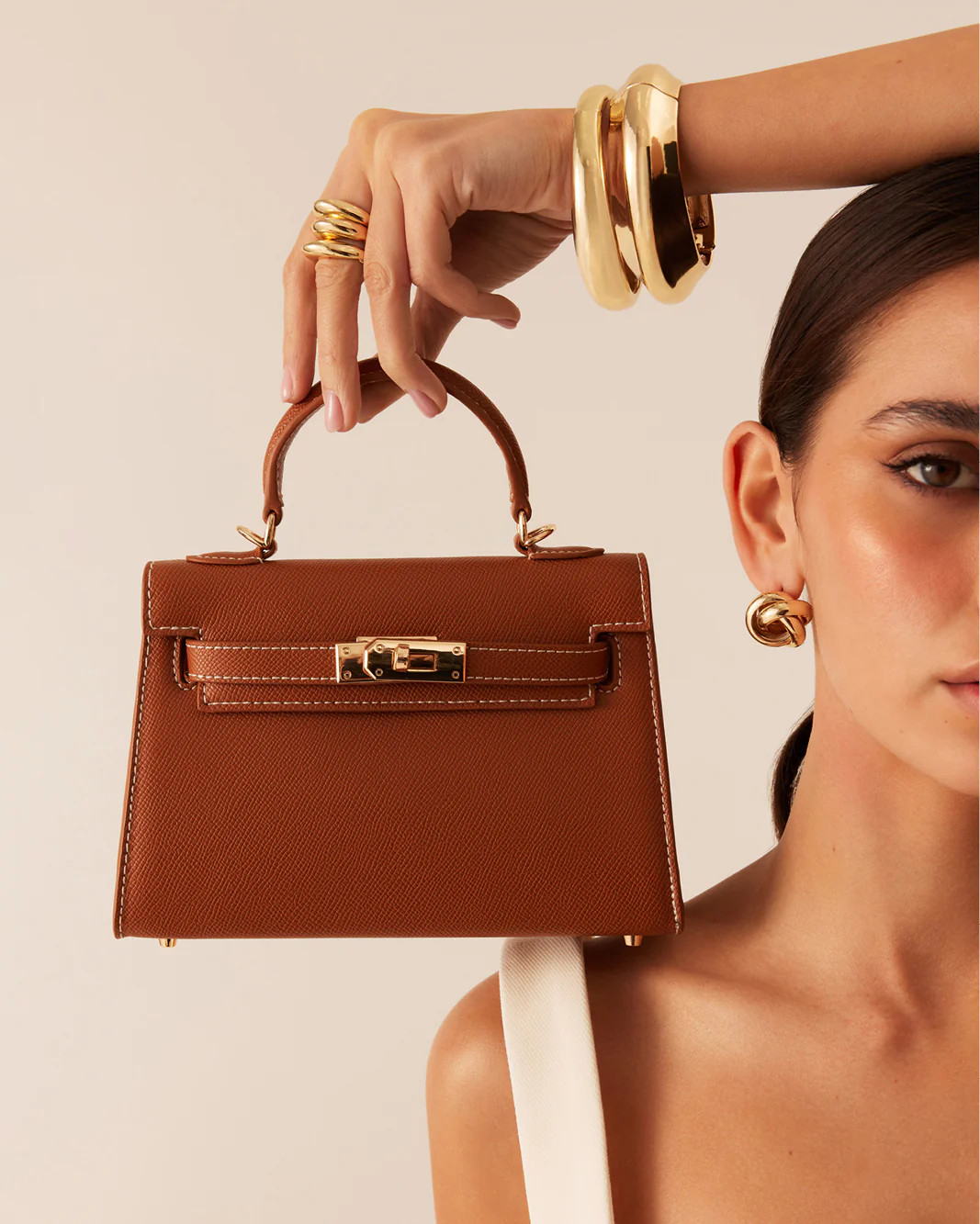 HARIETTE HANDLE BAG - TAN-Handbags-BILLINI USA | Billini US