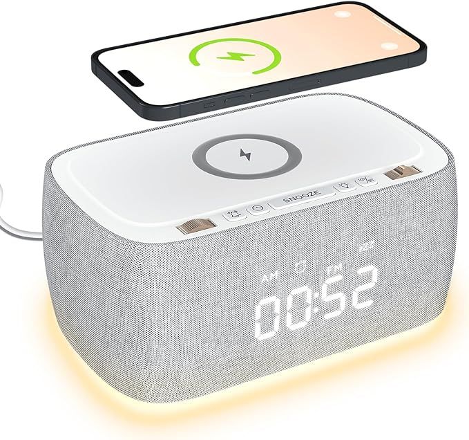 EZVALO Digital Alarm Clock Radio with Speaker,Dimmable LED Display, 9V&2A Wireless Fast Charging ... | Amazon (US)