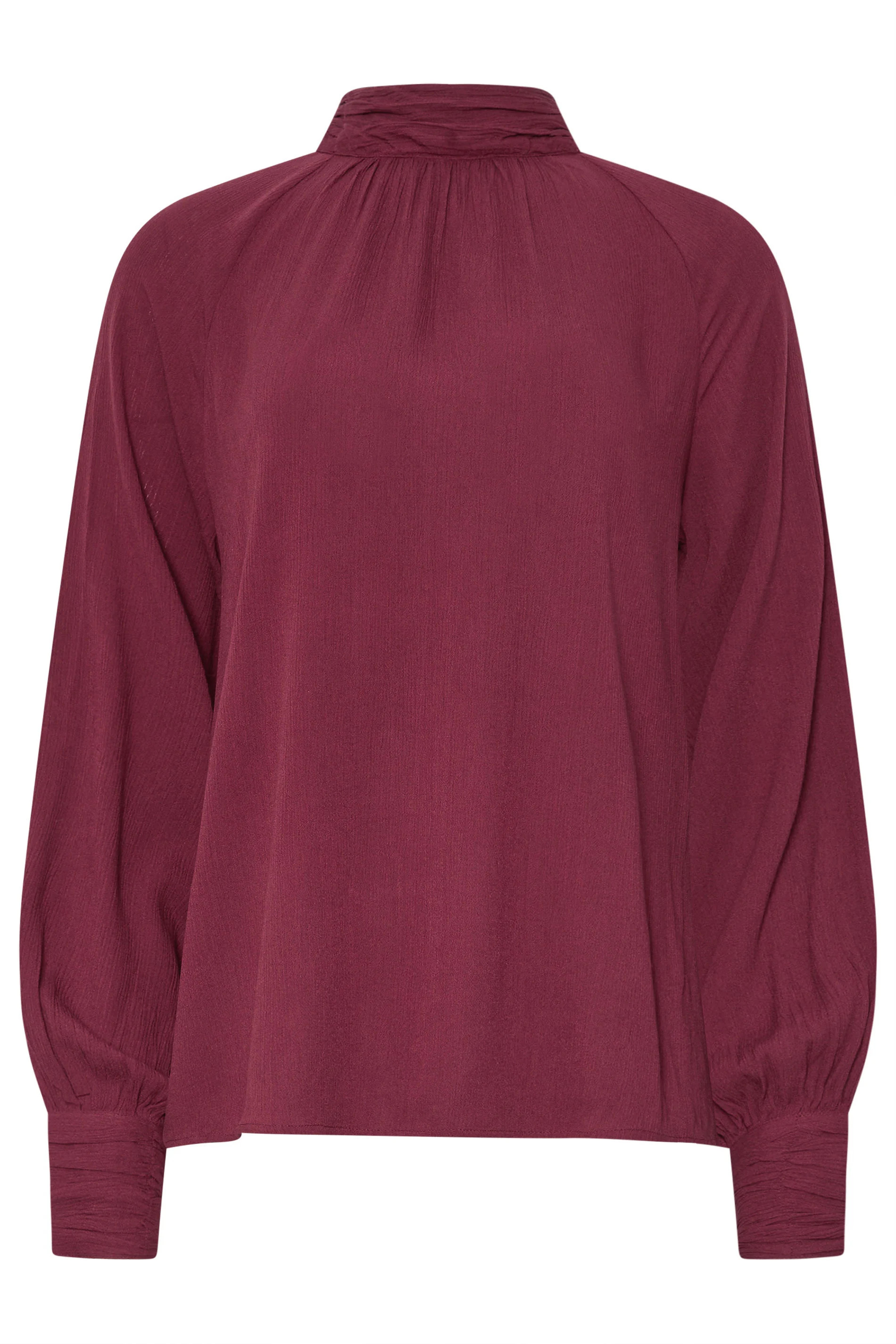 LTS Tall Burgundy Red High Neck Crinkle Top | Long Tall Sally
