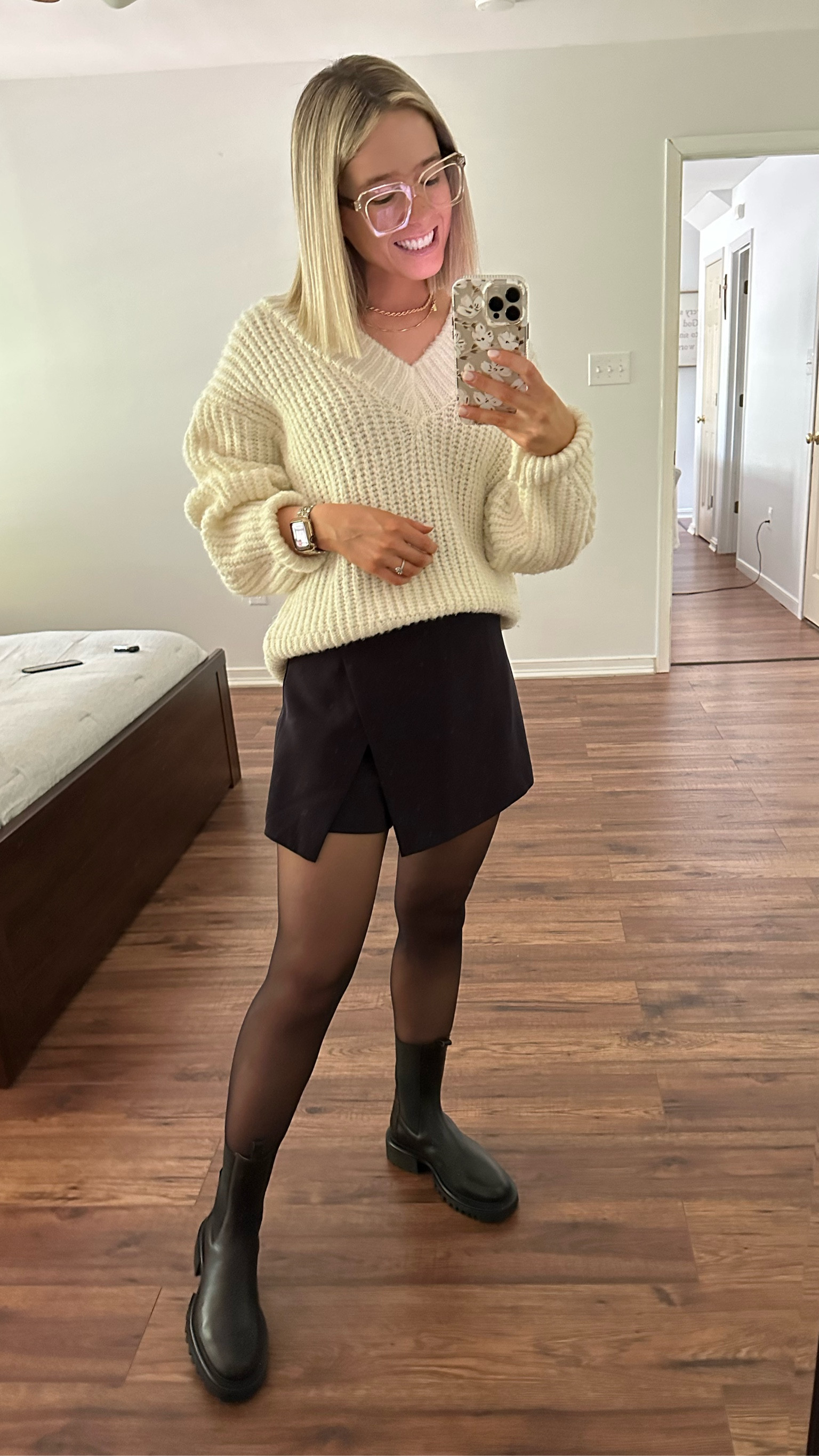 Topshop oversized chunky knit sweater cream Small TTS

Shop the Mint asymmetrical skort black Small - runs a little big

 AllSaints Hallie Lug Boot black TTS

#LTKxNSale #LTKsalealert #LTKSeasonal