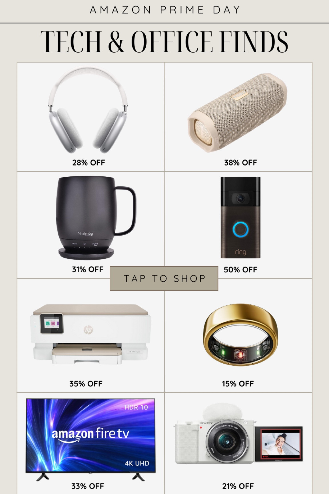 Amazon Prime Day office and tech deals!


Office equipment, speaker, technology, apple products, oura ring, printer, flatscreen tv, video camera, home decor

#LTKTravel #LTKSaleAlert #LTKHome