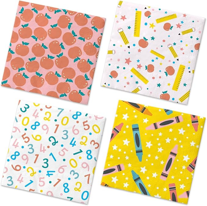 40Pcs Back to School Napkins-School Theme Ruler Apple Alphabet Paper Napkins First and Last Day o... | Amazon (US)