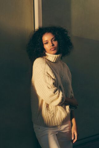 Cable Knit Turtleneck Sweater | Dynamite Clothing