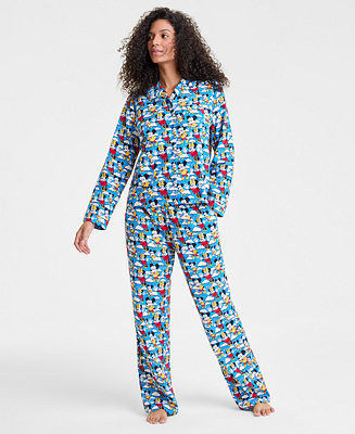 Disney | Macy's Women's Mickey Mouse & Minnie Mouse Flannel Pajamas Set, Macy's Exclusive - Macy'... | Macy's
