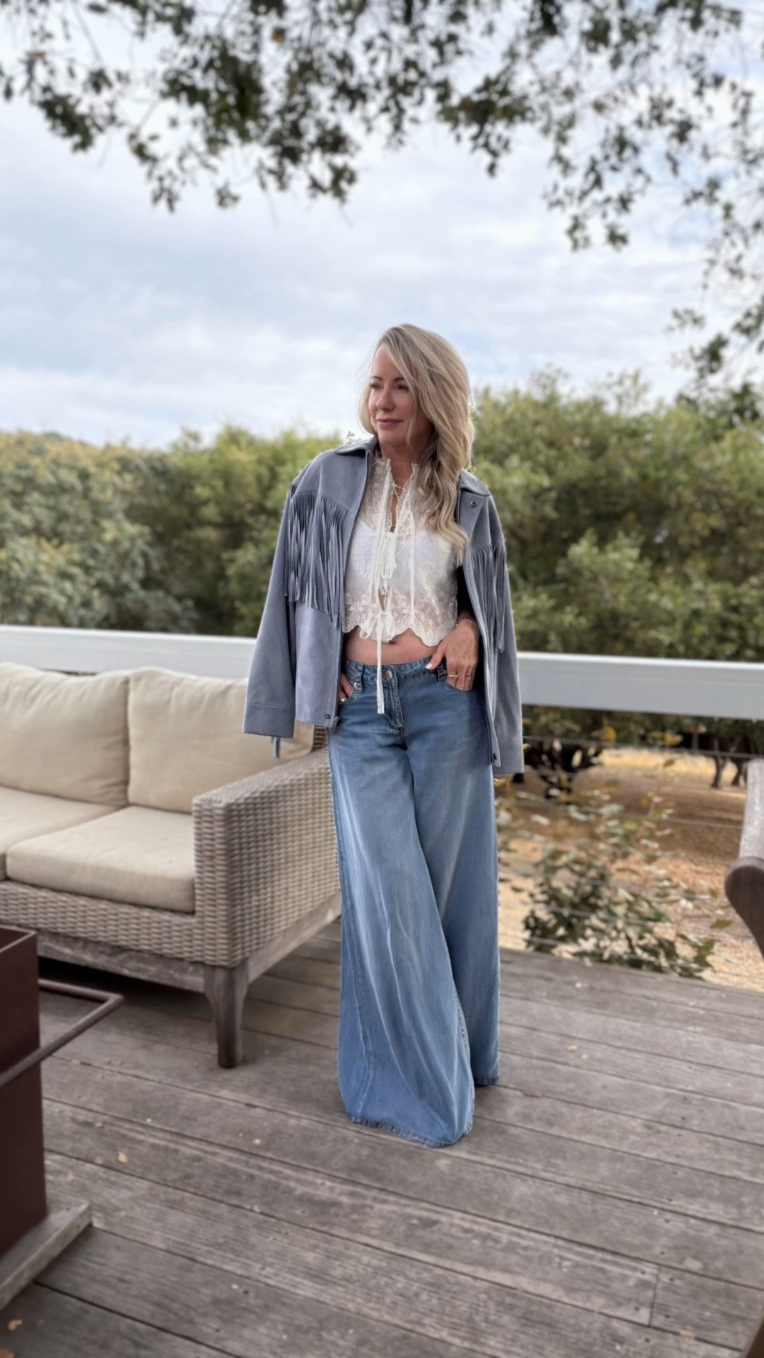The lace + oversized denim combo I can’t stop wearing. Added a fringe jacket for a little Western-inspired touch. Everything is linked in my LTK.

#LTKgrwm #LTKOver40 #LTKPetite